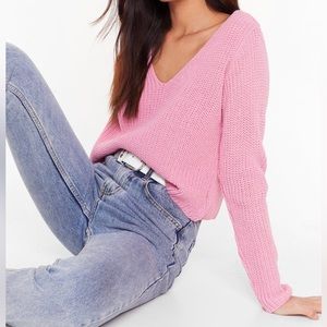 Blush Nasty Gal V-Neck Sweater